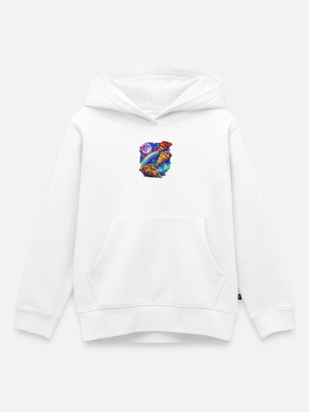 Kosmische Regenbogenpizza All - Kinder Premium Organic Hoodie - Weiß