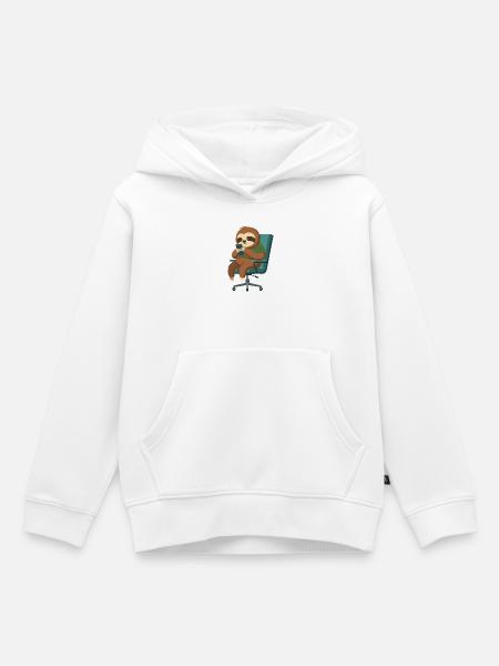 Fauler Sloth am Smartphone - Kinder Premium Organic Hoodie - Weiß