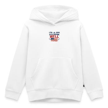 1776-2026 Still Raising Hell 4. Juli USA - Kinder Premium Organic Hoodie - Weiß - Vorne - AI Model Kid Female (0cm)