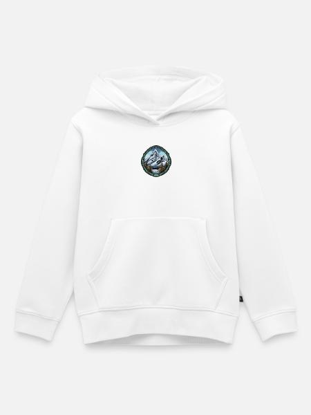 Berggipfel im Waldrahmen - Kinder Premium Organic Hoodie - Weiß