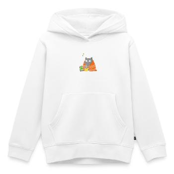 Katzenkaffee im Orange Mantel - Kinder Premium Organic Hoodie - Weiß - Vorne - AI Model Kid Female (0cm)