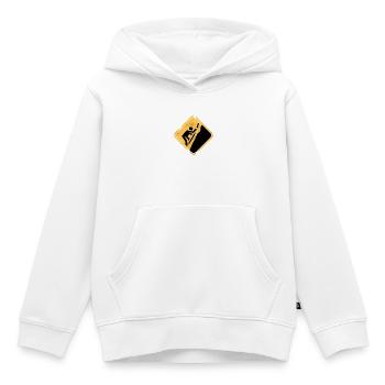 Yellow climbing symbol warning sign - Kids Premium Organic Hoodie - white - Front - AI Model Kid Female (0cm)
