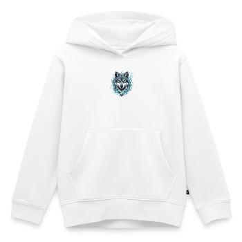 Loup de glace dans le Cercle de Cristal - Sweat Premium à capuche enfant bio - blanc - Devant - AI Model Kid Female (0cm)