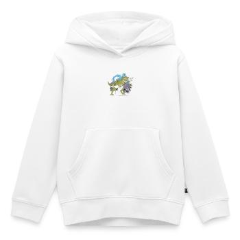 T-Rex Rockgitarre im Tropenland - Kinder Premium Organic Hoodie - Weiß - Vorne - AI Model Kid Female (0cm)