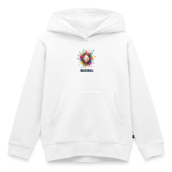 Lebhafter Baseball-Splash-Burst - Kinder Premium Organic Hoodie - Weiß - Vorne - AI Model Kid Female (0cm)