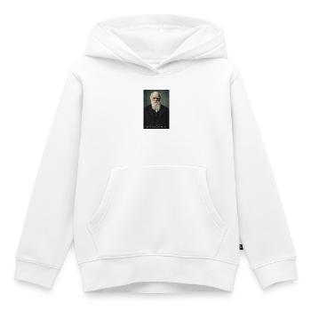 Charles Darwin Portrait - Sweat Premium à capuche enfant bio - blanc - Devant - AI Model Kid Female (0cm)