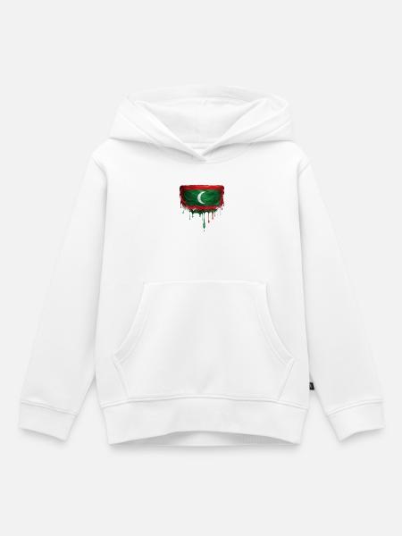 Malediven Flaggen Tropfenkunst - Kinder Premium Organic Hoodie - Weiß