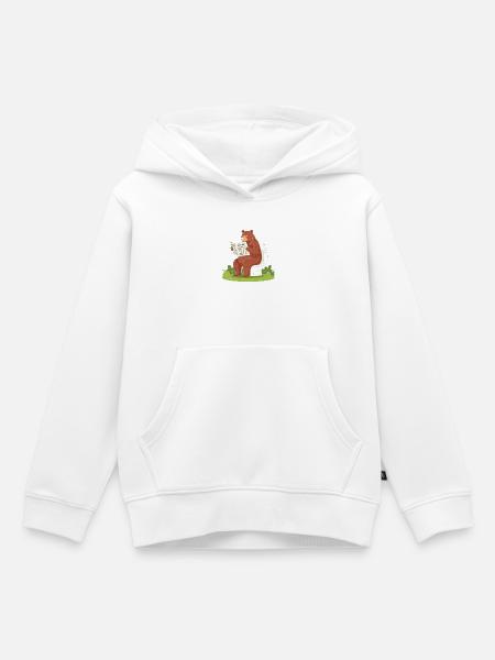 Bär liest Zeitung auf Toilette - Kinder Premium Organic Hoodie - Weiß
