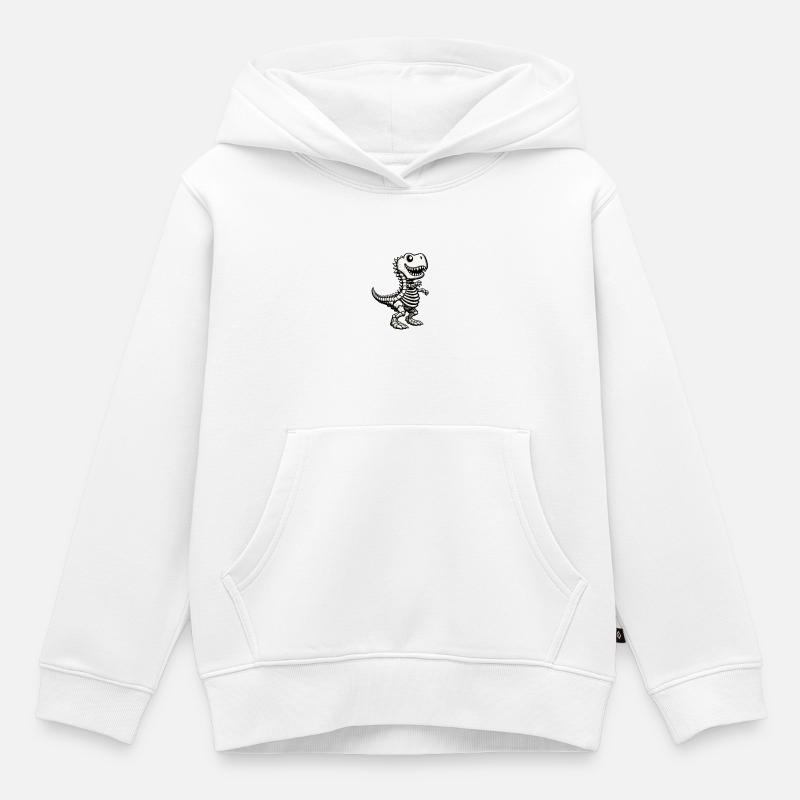 Squelette mignon de T-Rex - Sweat Premium à capuche enfant bio - blanc