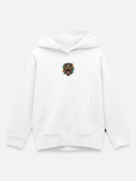 Dino-Roar: Farbenexplosion - Kinder Premium Organic Hoodie - Weiß