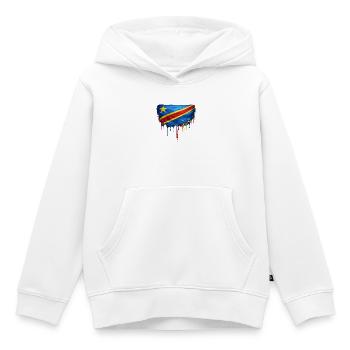 Drapeau du Congo dans l’art en goutte - Sweat Premium à capuche enfant bio - blanc - Devant - AI Model Kid Female (0cm)