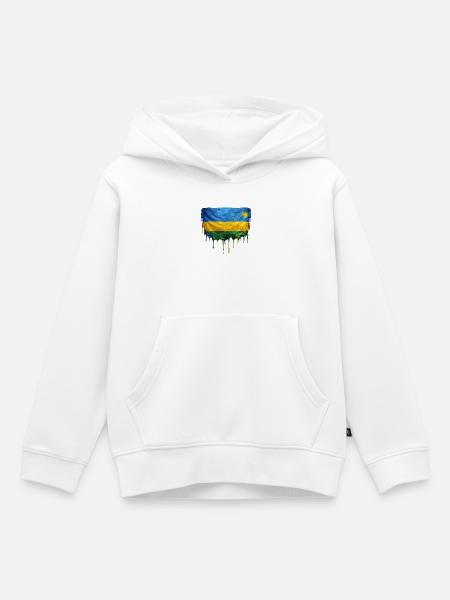 Tropfenkunst: Rwanda Flagge - Kinder Premium Organic Hoodie - Weiß