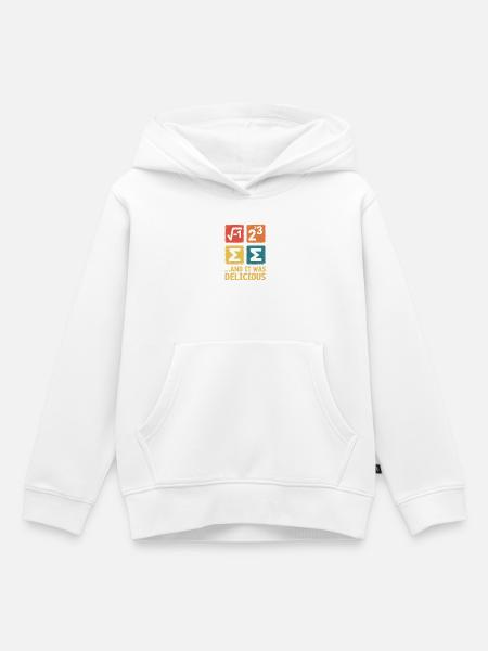 Mathe-Wortwitz: Und es war köstlich - Kinder Premium Organic Hoodie - Weiß
