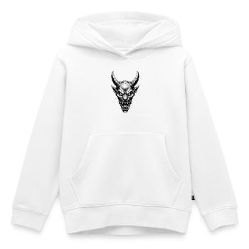 Dämonisches Gehörntes Masken-Teufelstotem Schwarz-Weiß - Kinder Premium Organic Hoodie - Weiß - Vorne - AI Model Kid Female (0cm)