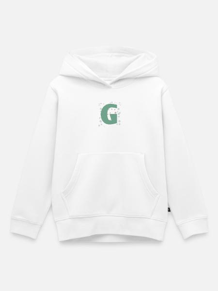 Buchstabe G in grün - Kinder Premium Organic Hoodie - Weiß