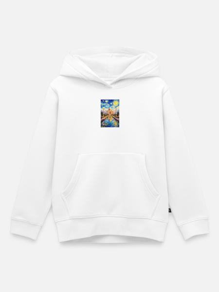 Taj Mahal Sternennacht Impression - Kinder Premium Organic Hoodie - Weiß