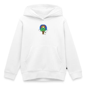 Conte de fées Arbre Arc-en-ciel Enfant Oiseau - Sweat Premium à capuche enfant bio - blanc - Devant - AI Model Kid Female (0cm)