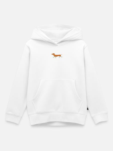 Dackel auf Rollschuhen - Kinder Premium Organic Hoodie - Weiß