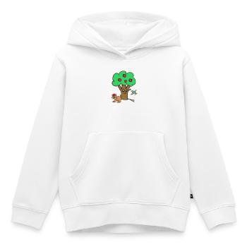 Pommier Chat Oiseau Enfants Jardin Nature - Sweat Premium à capuche enfant bio - blanc - Devant - AI Model Kid Female (0cm)