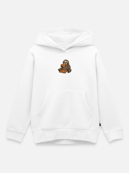 Pizza-Sloth Lebensgenuss - Kinder Premium Organic Hoodie - Weiß