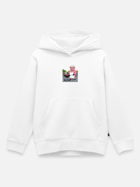 Grillendes gemütliches Schwein - Kinder Premium Organic Hoodie - Weiß