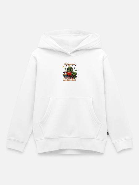 Puschelraupe Leseheld - Kinder Premium Organic Hoodie - Weiß