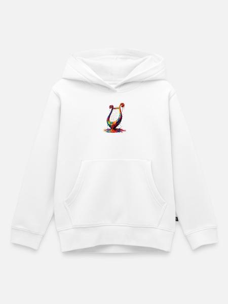 Leier mit tropfender Farbe - Kinder Premium Organic Hoodie - Weiß