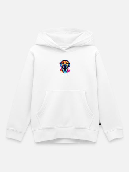 Labrador mit Kopfhörer - Kinder Premium Organic Hoodie - Weiß