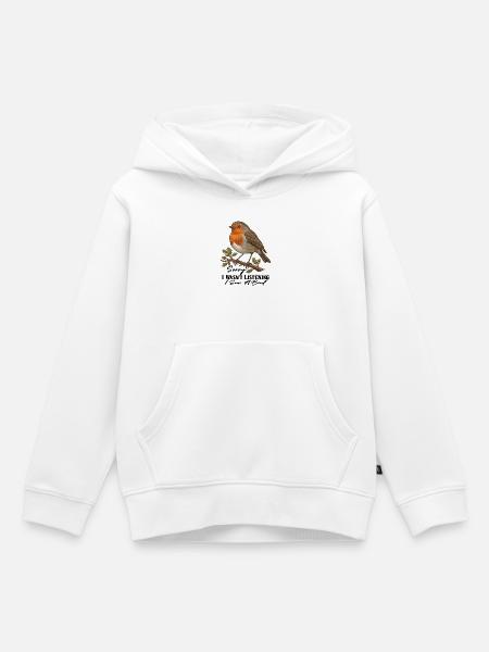 Autumn Robin on Branch - Kinder Premium Organic Hoodie - Weiß