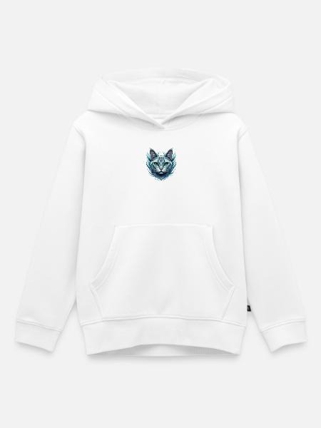 Aquamarin Katzenporträt - Kinder Premium Organic Hoodie - Weiß