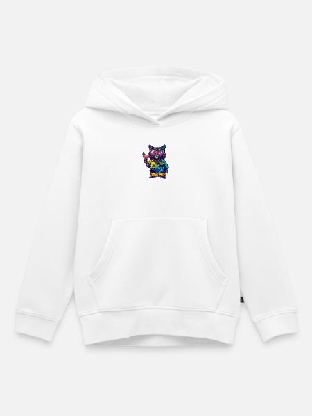 Katze Comic Sommer - Kinder Premium Organic Hoodie - Weiß