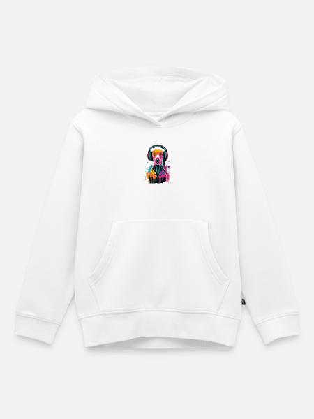 Viszla mit Kopfhörer - Kinder Premium Organic Hoodie - Weiß