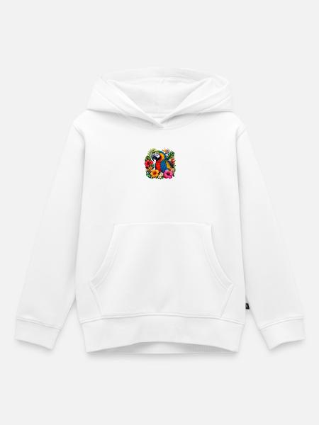 Tropischer Papagei im Blütenring - Kinder Premium Organic Hoodie - Weiß