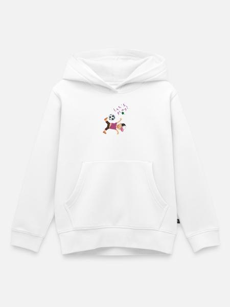 kleiner Junge mit Fußball - Kinder Premium Organic Hoodie - Weiß