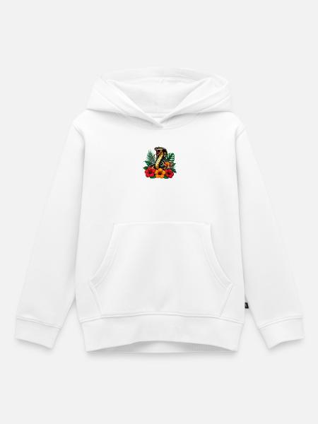Schlange im Tropenblütenpark - Kinder Premium Organic Hoodie - Weiß