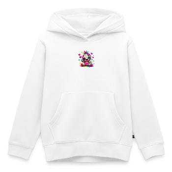 Jouet en peluche patchwork avec des cœurs néon - Sweat Premium à capuche enfant bio - blanc - Devant - AI Model Kid Female (0cm)