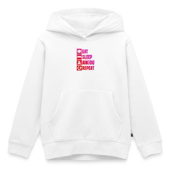 Idée cadeau d’autodéfense pour l’examen d’Aïkido - Sweat Premium à capuche enfant bio - blanc - Devant - AI Model Kid Female (0cm)