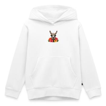Esel mit Hibiskus und Sonnenbrille - Kinder Premium Organic Hoodie - Weiß - Vorne - AI Model Kid Female (0cm)