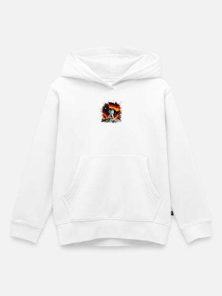Astronaut mit Deutschlandflagge auf Mond - Kinder Premium Organic Hoodie - Weiß