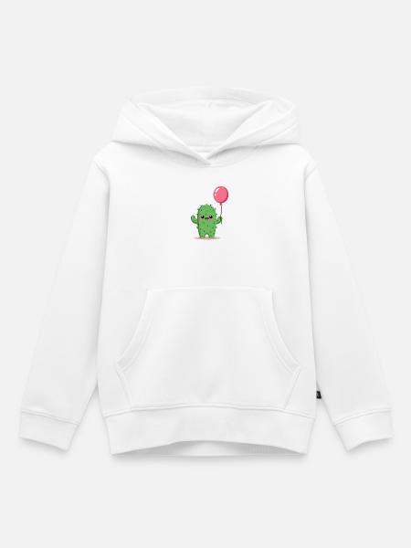 Kaktus mit Ballon - Kinder Premium Organic Hoodie - Weiß