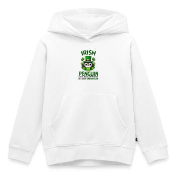 Pitreries du Pingouin Irlandais - Sweat Premium à capuche enfant bio - blanc - Devant - AI Model Kid Female (0cm)