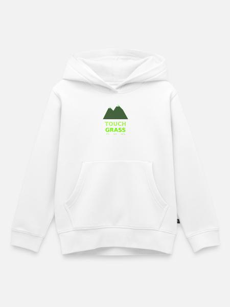 Neon Berge Touch Grass - Kinder Premium Organic Hoodie - Weiß