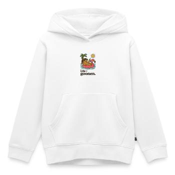 Sonnenbad Hund auf Flamingo-Float - Kinder Premium Organic Hoodie - Weiß - Vorne - AI Model Kid Female (0cm)