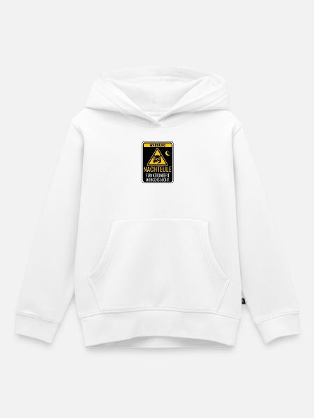Warnung Nachteule funktioniert morgens nicht - Kinder Premium Organic Hoodie - Weiß