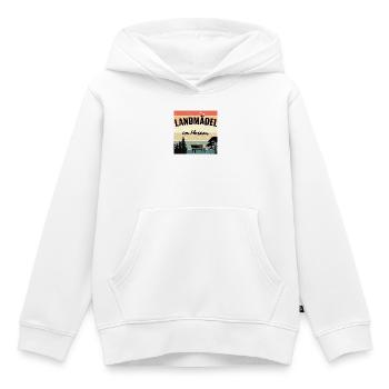 Landmädel im Herzen – Mein Zuhause - Kinder Premium Organic Hoodie - Weiß - Vorne - AI Model Kid Female (0cm)