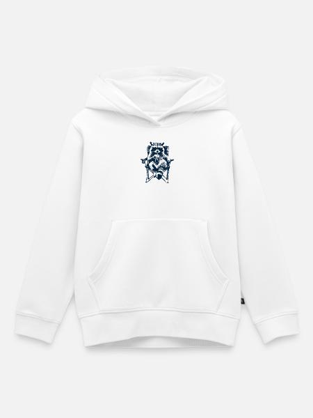 Camping Waschbär mit Eiskaffee - Kinder Premium Organic Hoodie - Weiß