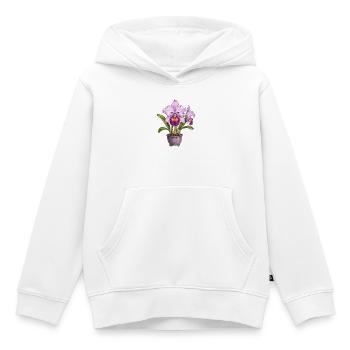 Purple Orchid Blossoms - Kids Premium Organic Hoodie - white - Front - AI Model Kid Female (0cm)