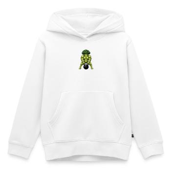 Broccoli Strength Athlete Fitness Bodybuilding - Sweat Premium à capuche enfant bio - blanc - Devant - AI Model Kid Female (0cm)
