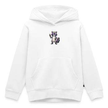 Raton laveur avec lunettes de soleil et signe de paix - Sweat Premium à capuche enfant bio - blanc - Devant - AI Model Kid Female (0cm)