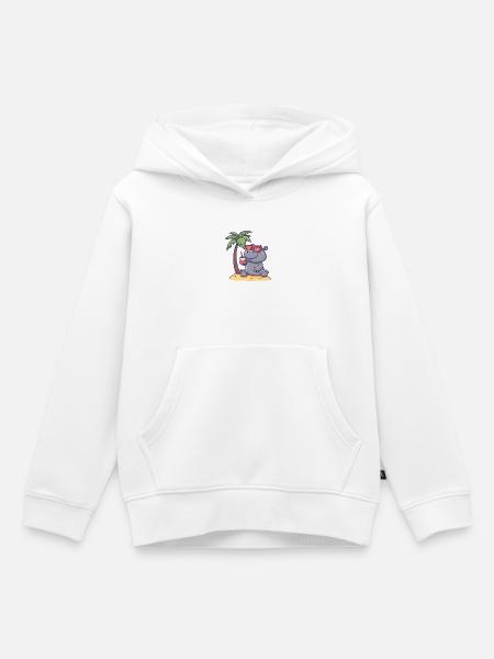 Nilpferd Sommer Palme - Kinder Premium Organic Hoodie - Weiß